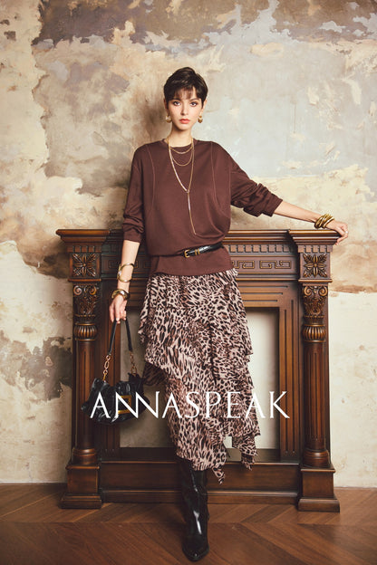 ANNASPEAK "Wilderness" layered leopard print flowing chiffon skirt-DIOR.