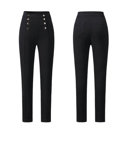 CHICHY French high-end narrow black slim small leg long pants-MIZU