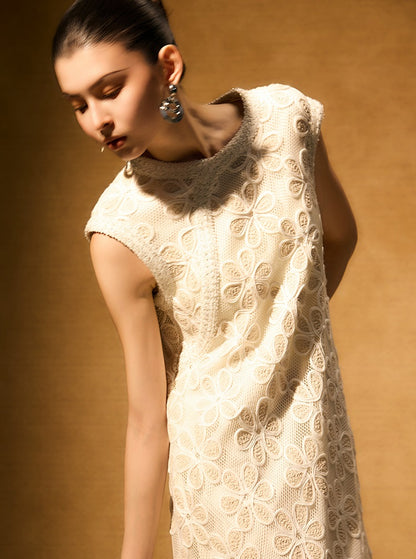 HECO Chinese style two pieces embroidered mesh spliced long dress - MAGIC.