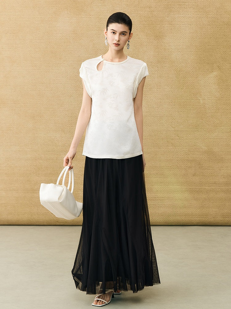 HECO Chinese Acetate Fugui Buckle Short Sleeve T-Shirt - CLOVE.