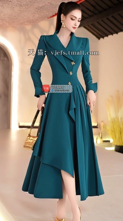 VJE double-collar long sleeved  trench coat maxi dress - JUN.