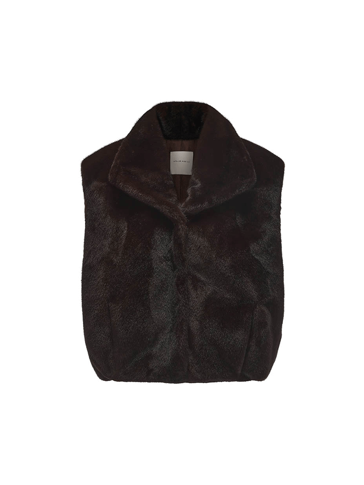 ATELIER MISS LU Retro Versatile Imitation Fur Vest - HONEY.
