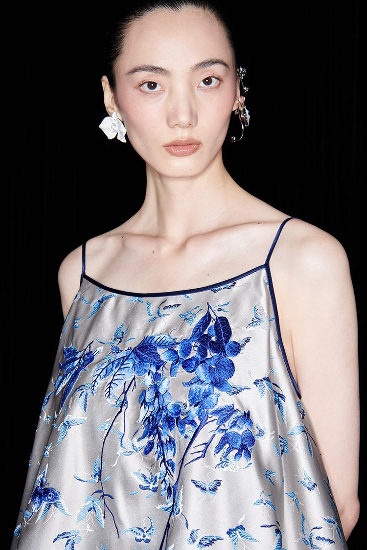 M essential Mackay designer butterfly jacquard blue vine butterfly dress skirt - MASTER.