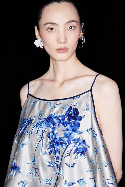 M essential Mackay designer butterfly jacquard blue vine butterfly dress skirt - MASTER.