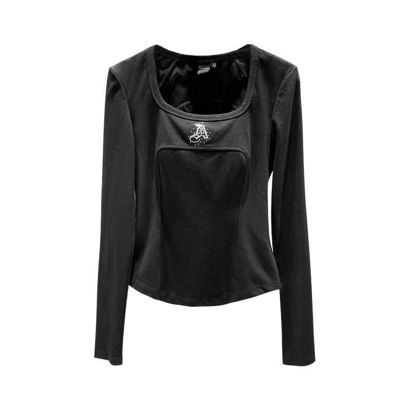 ANNAKIKIT LOGO Hot Diamond Large U-neck structure bolero Shirt-LEVI