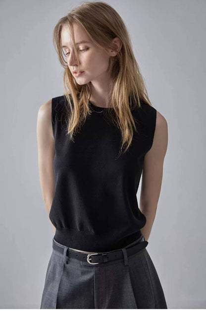 Nothing Written Vest Women's Slim Knitted Sleeveless Suspenders-LUCY.