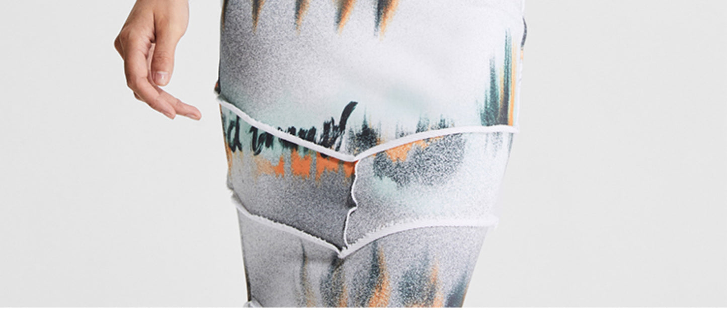 LEDIM W V-Neck printed sweatshirt stretch loose pullover top - Lolor