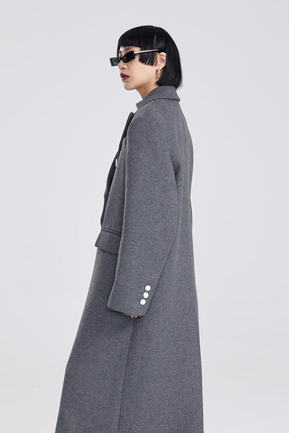 TINY IN Maxi double-breasted women's wool coat jacket - INO