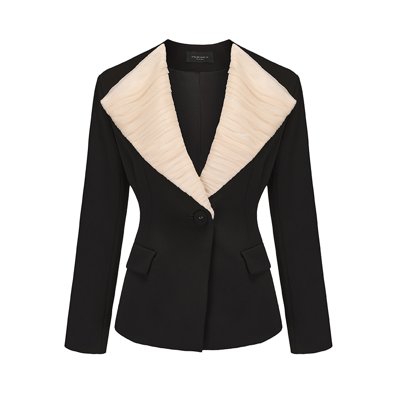 ATELIER MISS LU Spring/Summer Textured Soft Tulle Waist Blazer - DOMINION