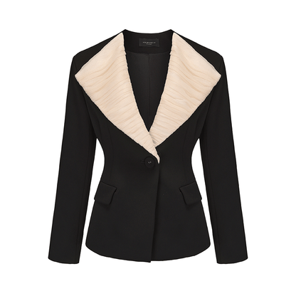 ATELIER MISS LU Spring/Summer Textured Soft Tulle Waist Blazer - DOMINION