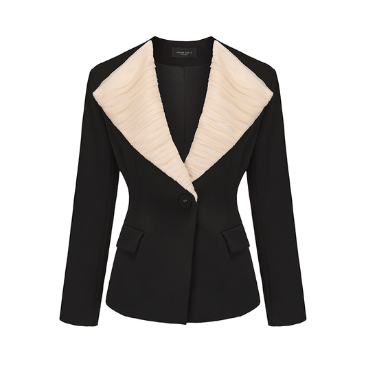 ATELIER MISS LU Spring/Summer Textured Soft Tulle Waist Blazer - DOMINION