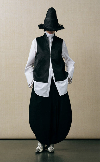 ZHUCHONGYUN  stand-up collar placket sleeveless straight vest-BIEBER.