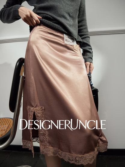 DGU "Yaxu" acetate satin autumn high-end commuting versatile slimming skirt - George.