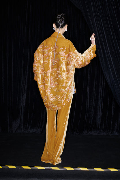 M essential Mackay designer brand Juyi velvet baggy shirt coat -  GREATFUL.