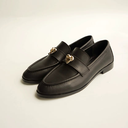 B-FEI classic black leather round-toe shoes-CHOJI.