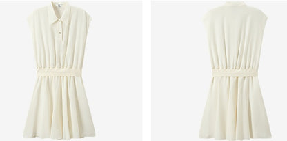 COMME MOI  women's lapel cover sleeve mulberry silk dress - DAVID.