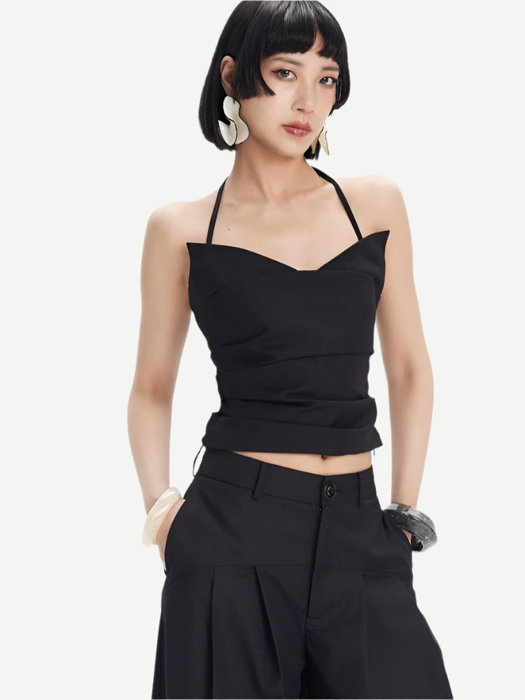 TINY IN cat ear three-dimensional pleated halter neck sling - BANG