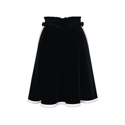 FAME elastic waist contrast trim velvet skirt - ANDER.