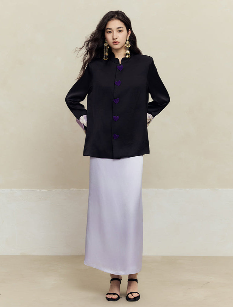 HECO Petal Stand-Up Collar Long Sleeve Blazer Women - do.