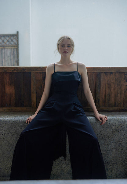 GOUDIN women's elegant black simple Jumpsuit -TOZIA.