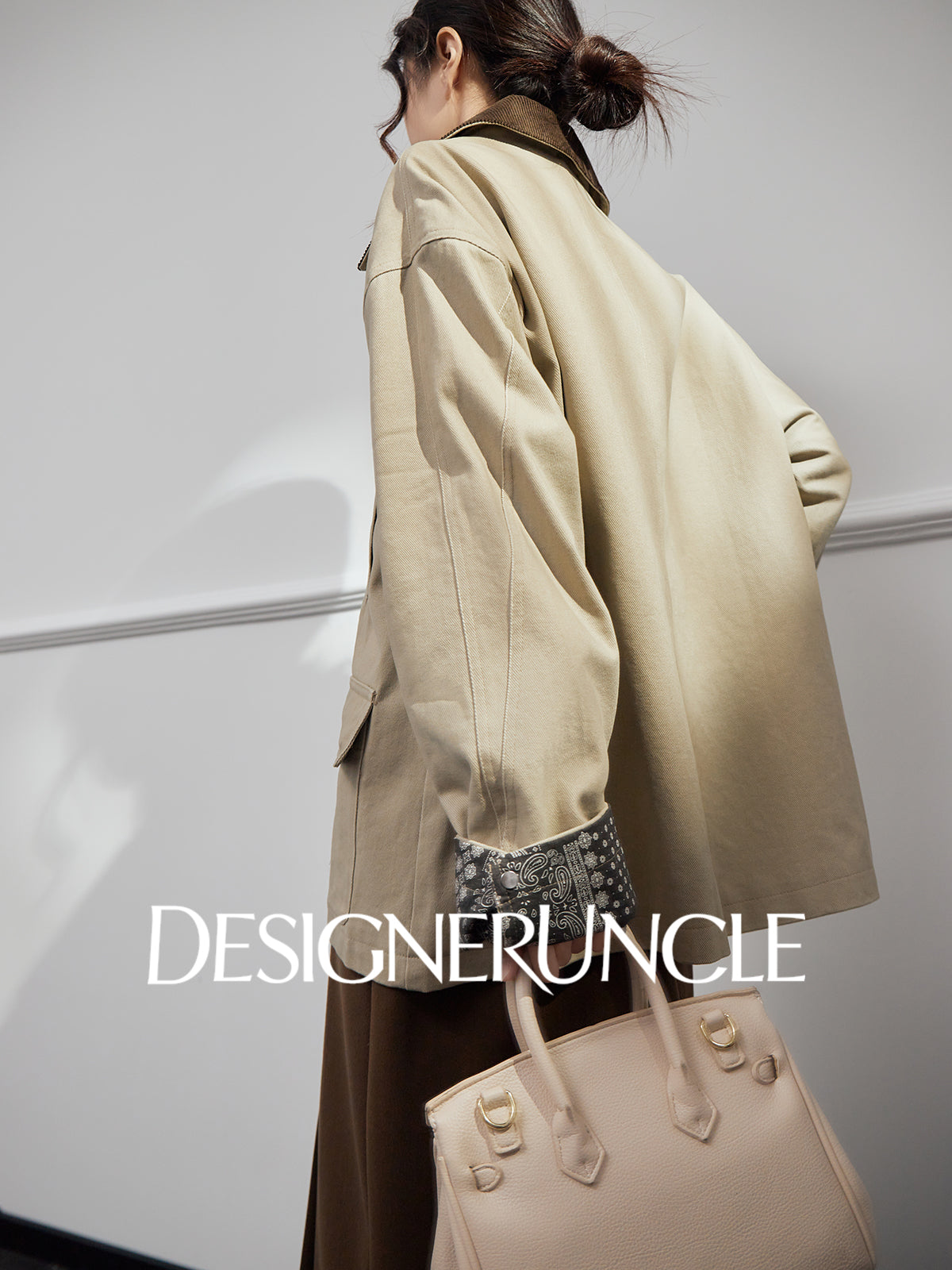 DGU "Mu Brown" retro khaki jacket retro loose slimming versatile top - Wilhelmina.