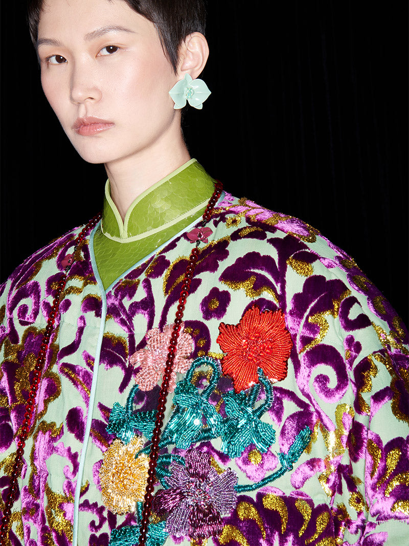 M essential Mackay designer Barcelona colourful iron-embroidered jacket dress set- four.