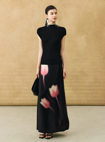 HECO Chinese comfortable neck sleeveless knitted T-shirt - QUEEN.