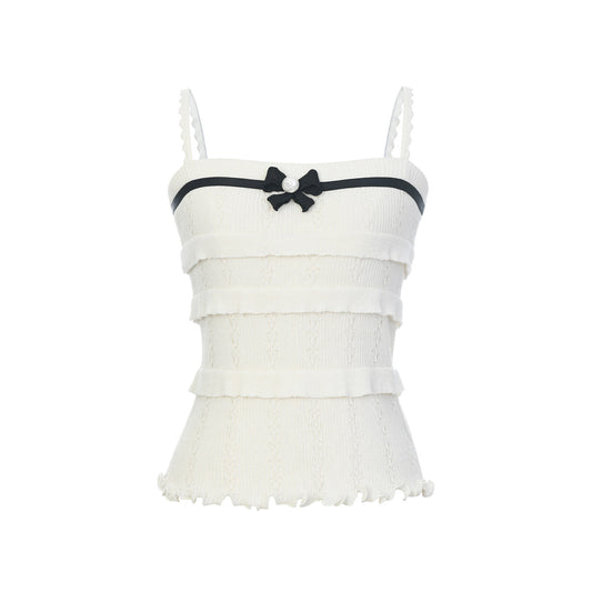 FAME cascading ruffle knit camisole top - ISAAC