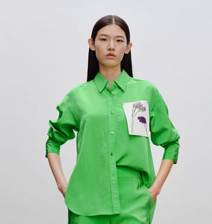 COMME MOI Lv Yan designer dopamine women's peak-necked silhouette shirts - MILA.