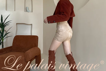 Le palais vintage Merlard style tweed short jacket high-waisted A-line short skirt-LAIR.