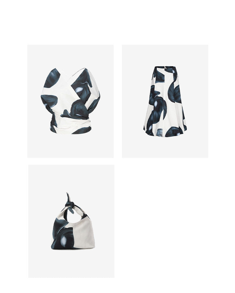 ATELIER MISS LU calla lily print backless stand-cut top - DESTINY