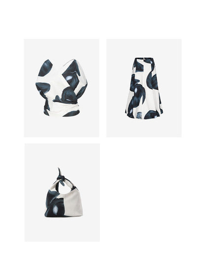 ATELIER MISS LU calla lily print backless stand-cut top - DESTINY