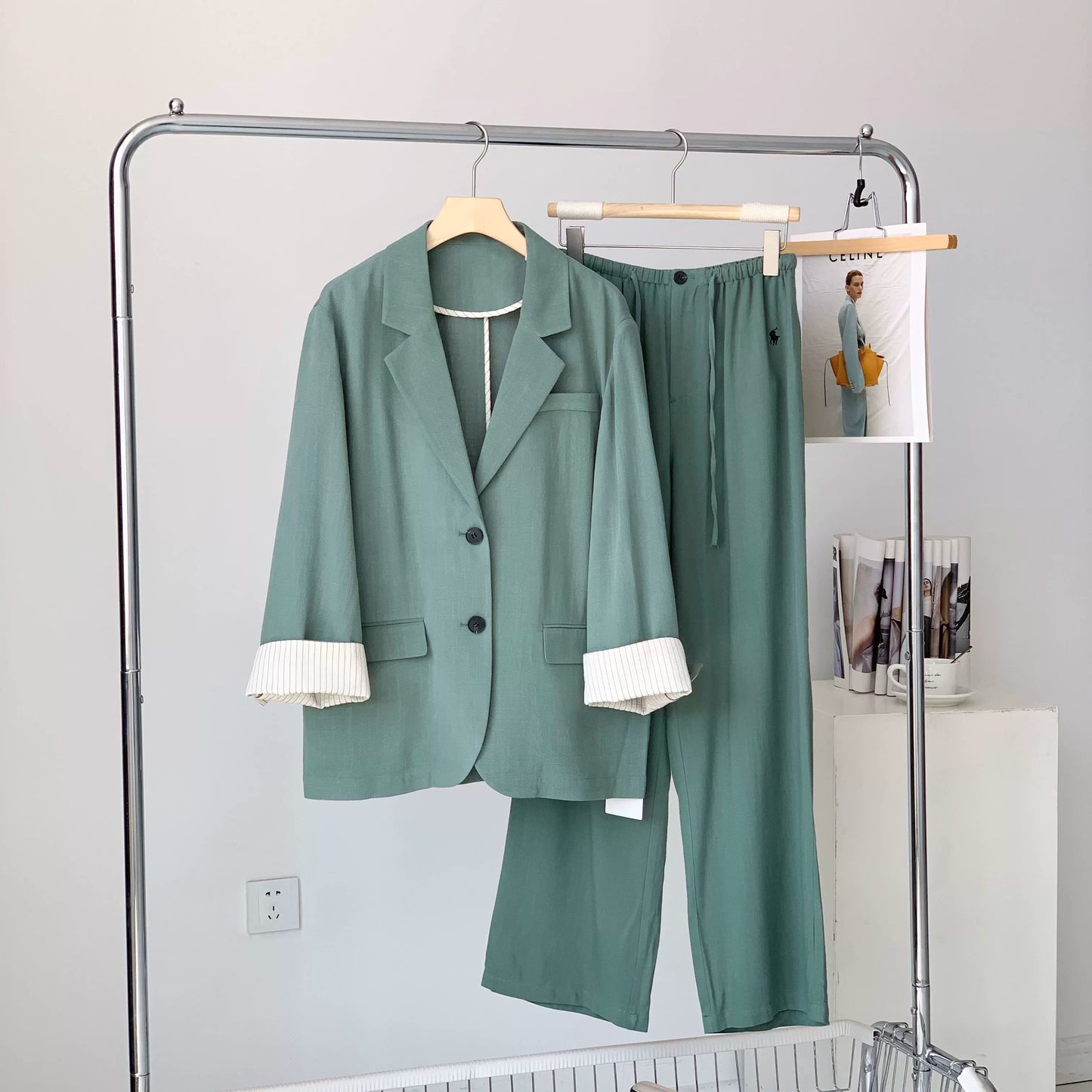 PIAOIN Premium Casual Linen Blazer Women's Versatile Straight Wide-leg Pants ALEXANDRA