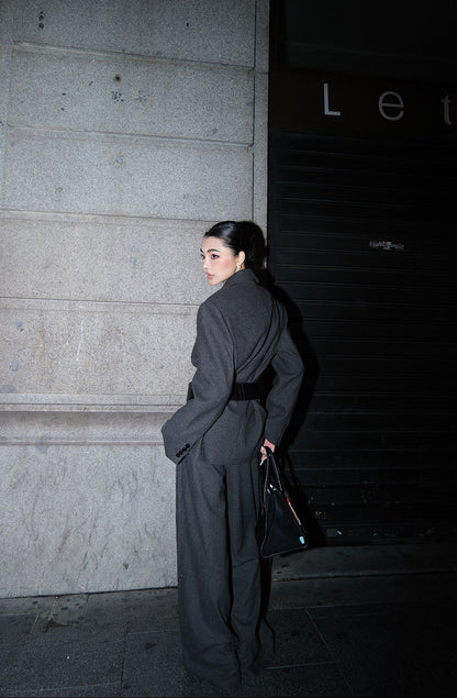 MEI SANGUAN gray double-breasted suit  - BODHI