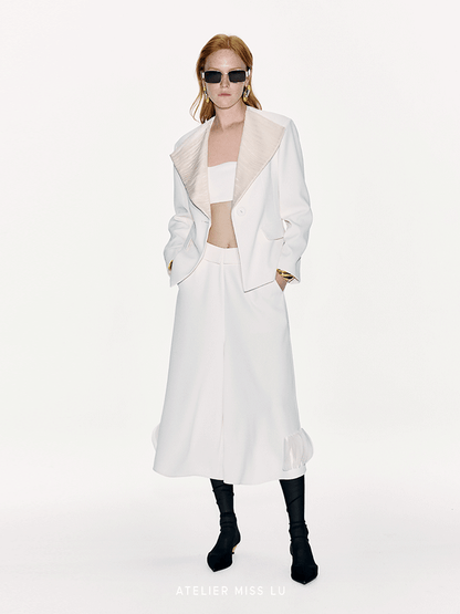 ATELIER MISS LU Textured Tulle Patchwork Waist Blazer - SERMON.