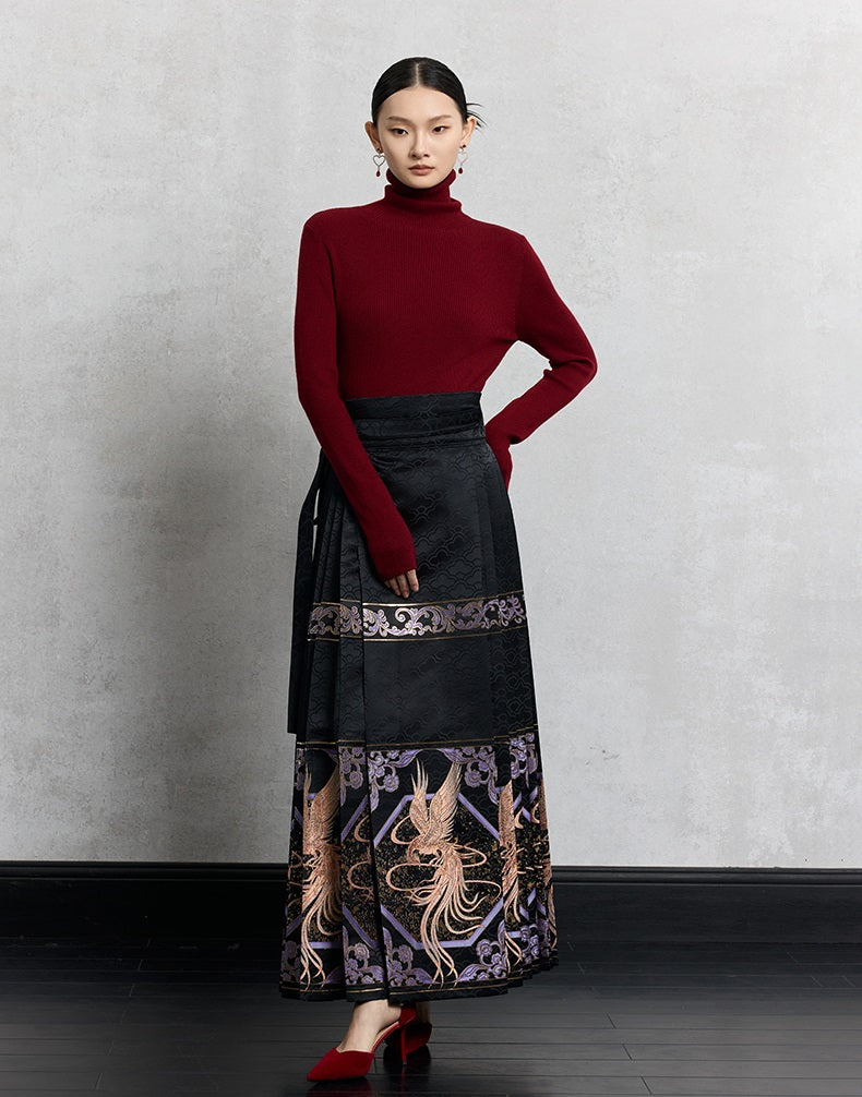 HECO Plain Base Layer Top High Neck black white red apricot Long Sleeve Knit Sweater - nice.