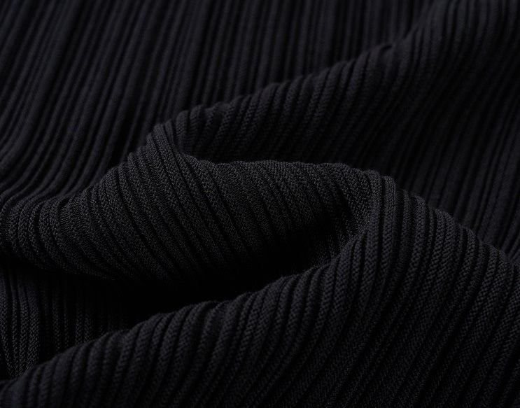 COMME MOI Lv Yan designer summer women's black thin texture knitted straight pants - AYLA.