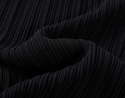 COMME MOI Lv Yan designer summer women's black thin texture knitted straight pants - AYLA.