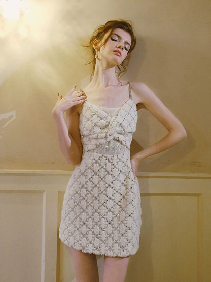 Wardrobes by Chen Light Luxury Long Sleeve Feather Woolen Coat-May