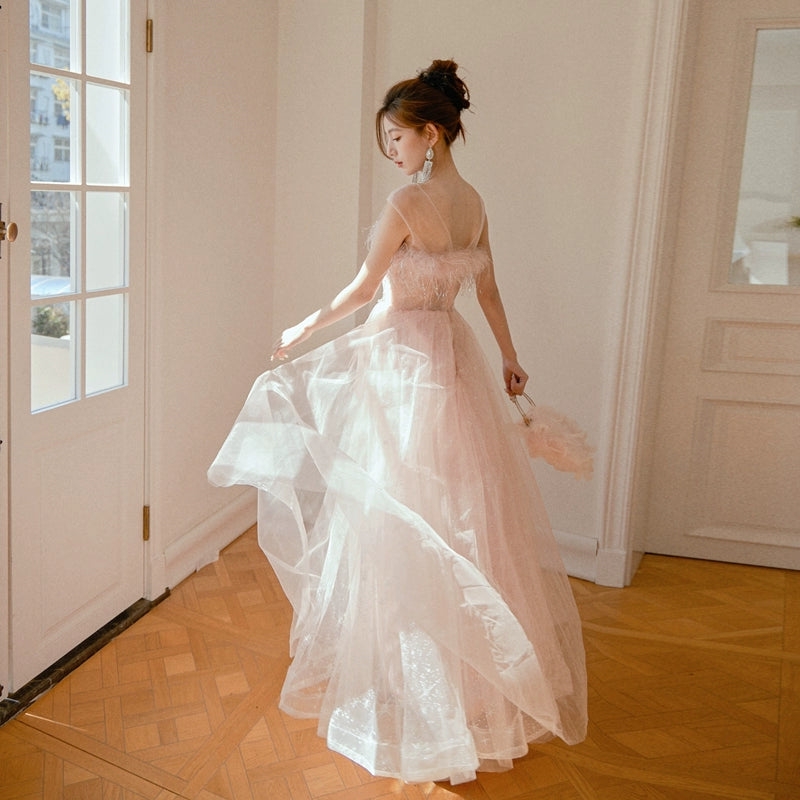 DOLLY Elegant Off Shoulder Sleeveless Embroidery Long Tutu Dress-IMOGEN