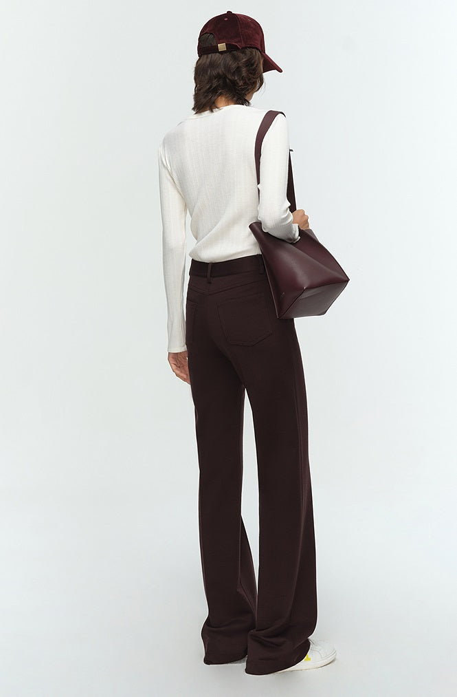 COMME MOI Lu Yan designer new women's Henry collar wool base T-shirt - OLIVIA.