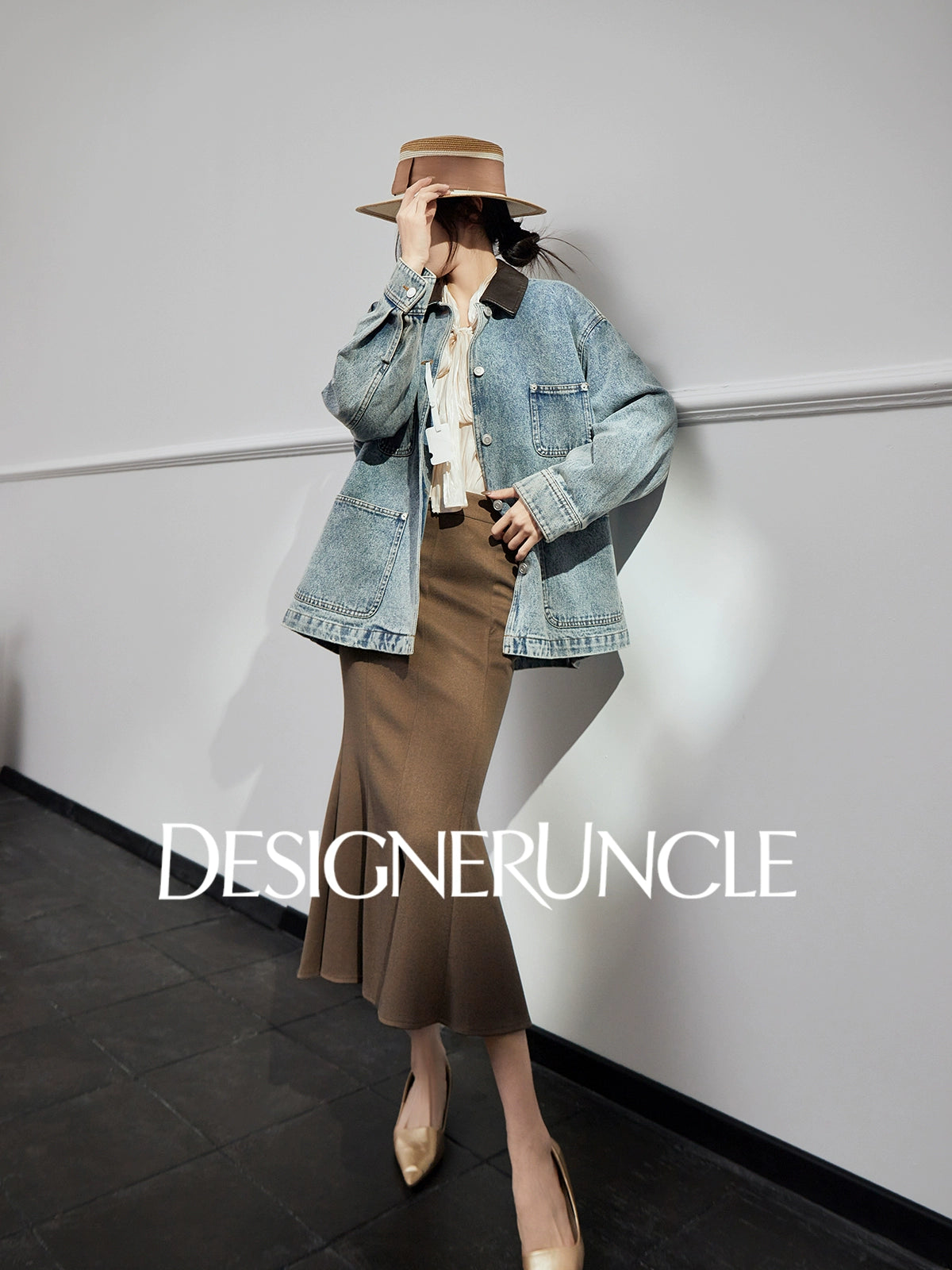 DGU|Denim Blue Retro Lapel Workwear Short Light Luxury Niche Top Jacket - Robert.