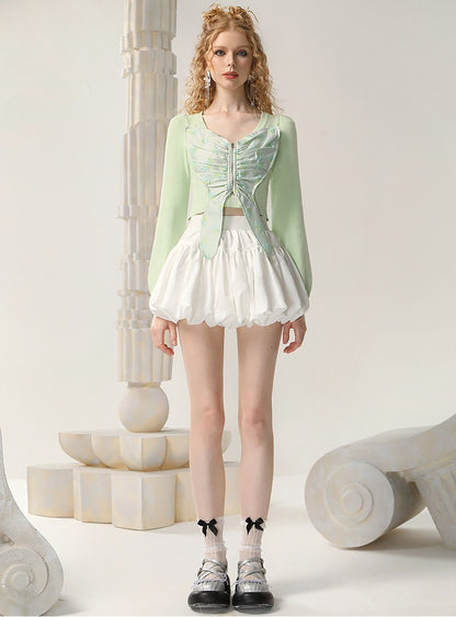 CHECOCRE Beautiful Three-dimensional Jacquard Butterfly Pullover Sweet Crop Top - ELLIE