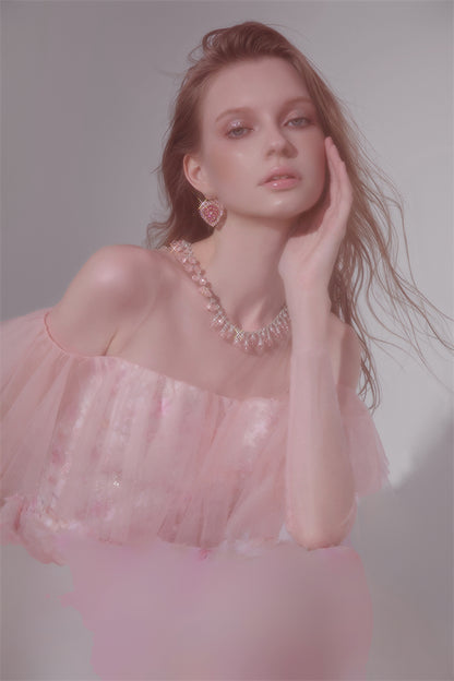 Wardrobes by Chen Luxury Pink Love Shaped Diamond Earrings-Vivian