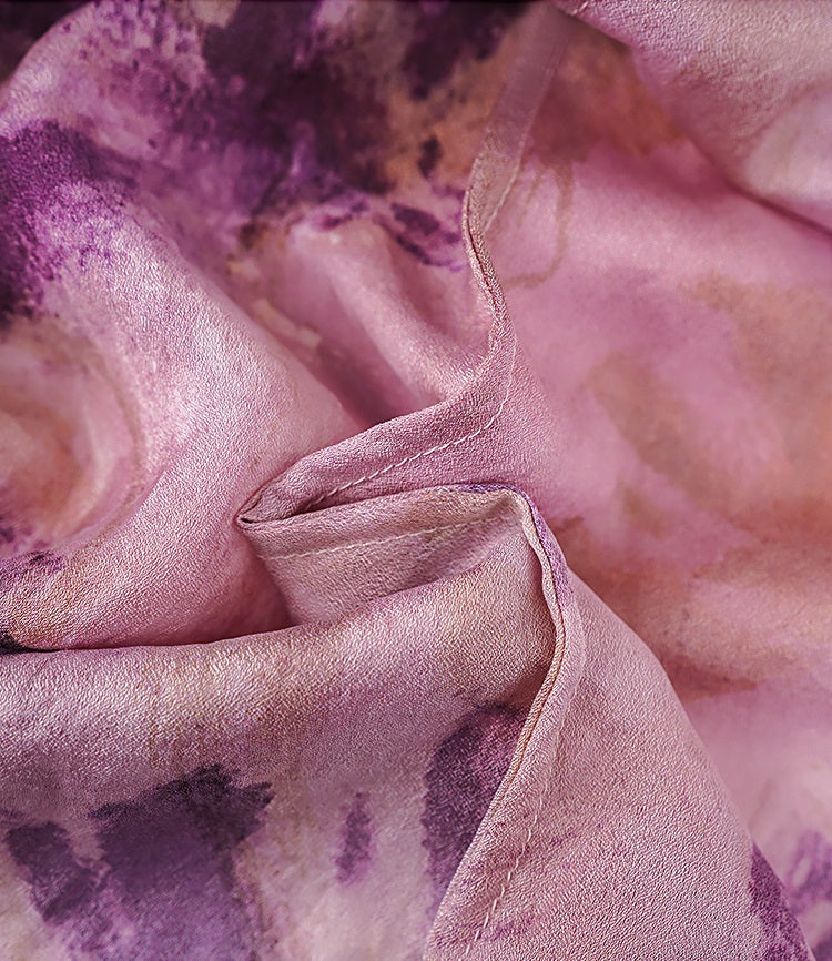 HECO Chinese Silk V-neck Dress Summer Elegant Floral Slim Long dress - GINE .