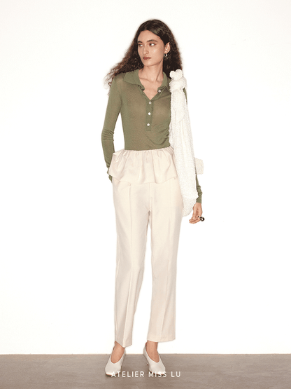 ATELIER MISS LU  spring/summer vintage long sleeves ice feeling knit top - RAIN