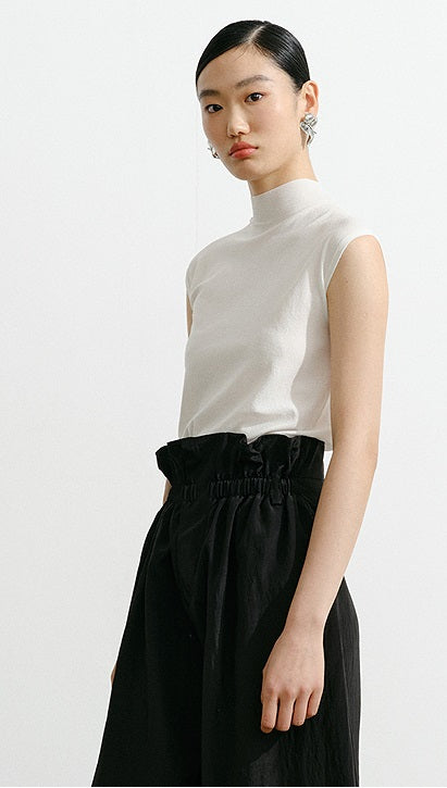 COMME MOI Lu Yan designer's new women's semi-turtleneck slim seamless knitted top - BRAIN.