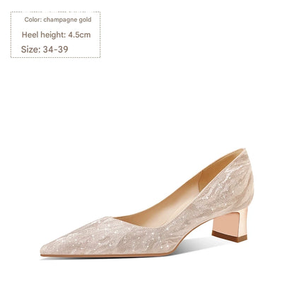 PJJUU Classy hexiu champagne high heels -TDH.