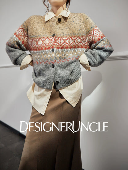 DGU "Twilight" gray sweater women's new loose and lazy style top trendy knitted cardigan- ONE.