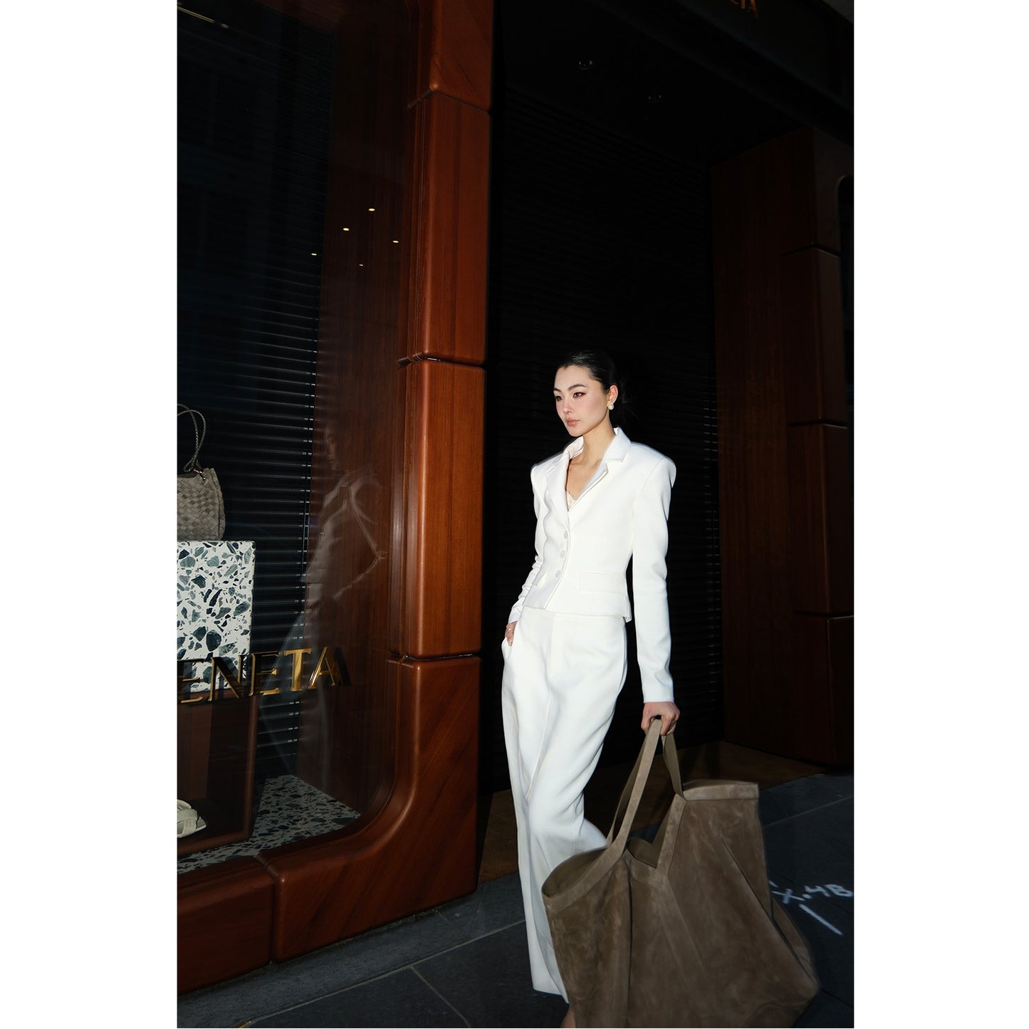 MEI SANGUAN white single-breasted jacket long straight skirt set - BARTH